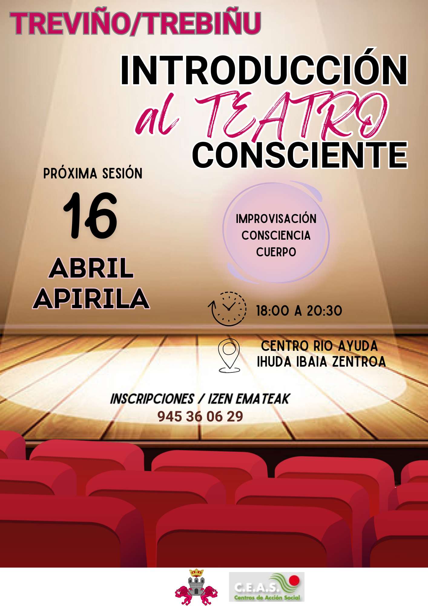 Próxima sesión "Introducción Teatro Consciente"/Hurrengo saioa "Antzerki kontzientearen sarrera"