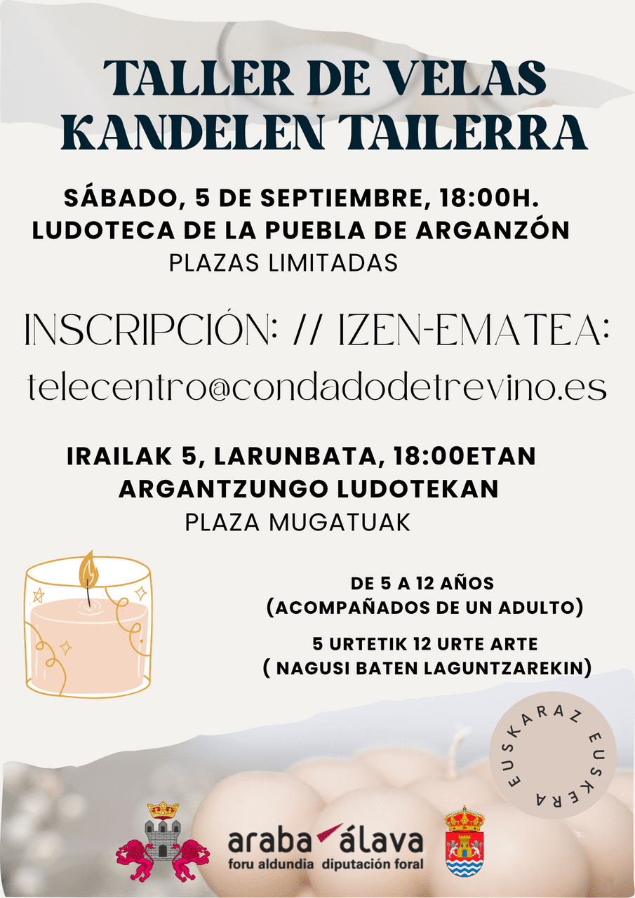 Taller velas, 5 septiembre, La Puebla de Arganzón / Kandelen tailerra, Irailak 5, Argantzun